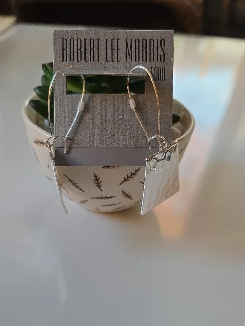 Robert Lee Morris Soho Silver-Tone Trapezoid Drop Earrings.‎